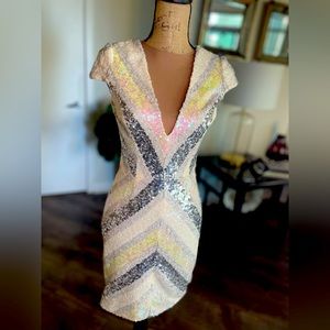 Dress The Population  Mini Dress White Multicolor sz Small